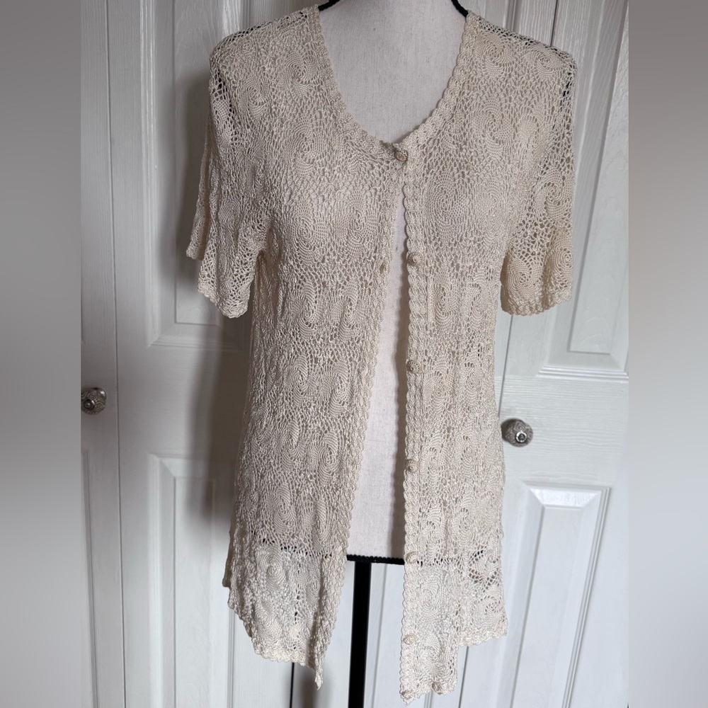 Handmade Crochet Women's Blouse in Cream